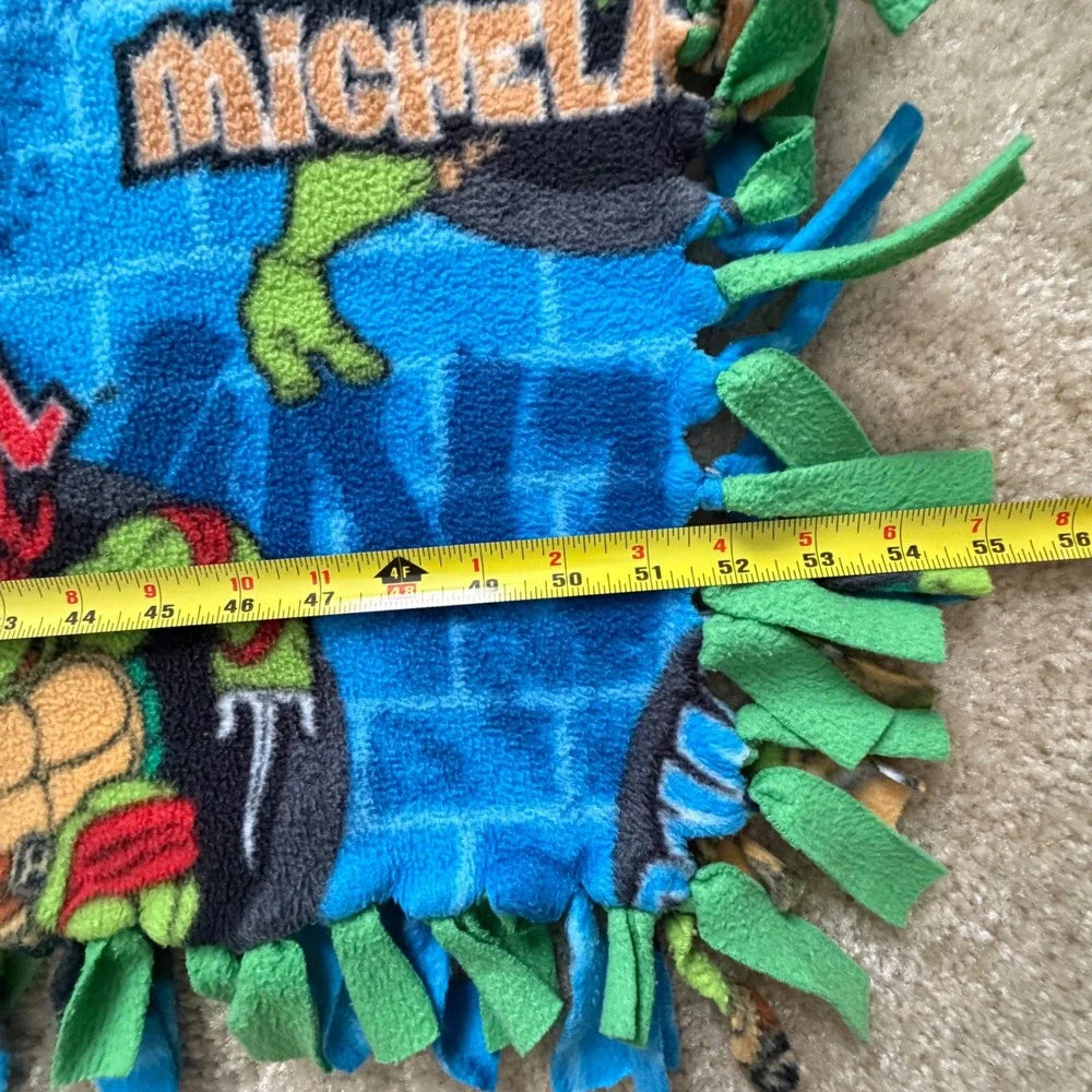 Teenage Mutant Ninja Turtles Handmade Fleece Tie Throw Blanket Blue Green 48x55